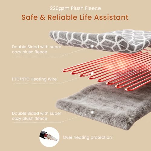 Heated Blanket Electric Throw Blanket with Built-in Button Controller 50"x60" One-Touch Ultra Cozy Soft Warm Heating Electric Blanket with 4 Heat Levels & 4 Hours Auto-Off Overheat Protection - color: Coffee White, size: Throw