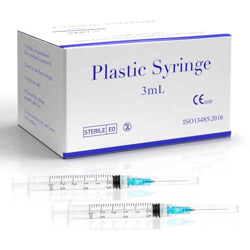 100 Pack 3mL 23Ga 1 Inch Disposable Syringe, Luer Lock Syringes, Individually Wrapped Lab Supplies - style: 3ml-23G 1"