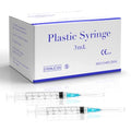 100 Pack 3mL 23Ga 1 Inch Disposable Syringe, Luer Lock Syringes, Individually Wrapped Lab Supplies - style: 3ml-23G 1"