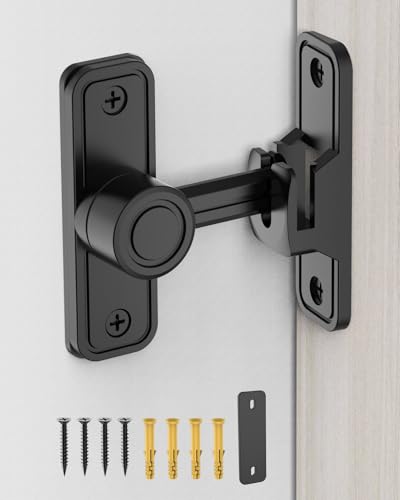 Heavy Duty Gate Latches 90 Degree Right Angle Barn Door Lock, Anti-Theft Sliding Door Lock Latch for Wooden Fence Garden Bathroom Outdoor Garage Window Include Screw (Black) | Anti-Theft Sliding Door Lock Latch for Wooden Fence, Garden, Bathroom, Outdoor,