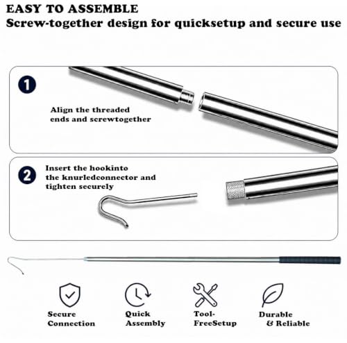 Adjustable Sheep Hook Catching Tool with Storage Bag, Stainless Steel Livestock Handling Crook for Sheep and Goats, Extendable Animal Leg Catcher Pole, Shepherd Herding Tool for Farm Management