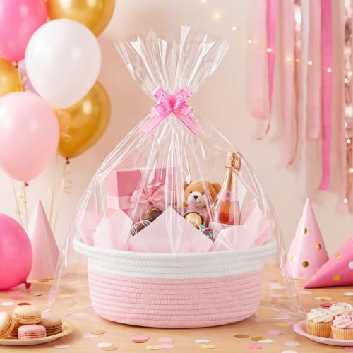 Yeezube Woven Basket Gift Basket Storage Baskets with Gift Bag Card Ribbon Tissue Paper for Wedding Gifts Empty Graduation Gifts Stuffers Baby Shower
