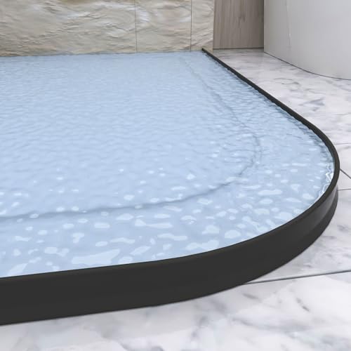 Raycity 3"H Shower Threshold Water Dam, Shower Water Guard, 67 Inch, Black | Silicone Rubber Water Stopper for Walk in Shower, Water Barrier, Prevent Leaks, Suitable for Bathroom, Kitchen - color: Black, style: 67 inch