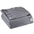 Fleece Blanket with Luxurious Satin Binding Edges, Lightweight | & Machine Washable | Grey, Twin - color: Grey, size: Twin