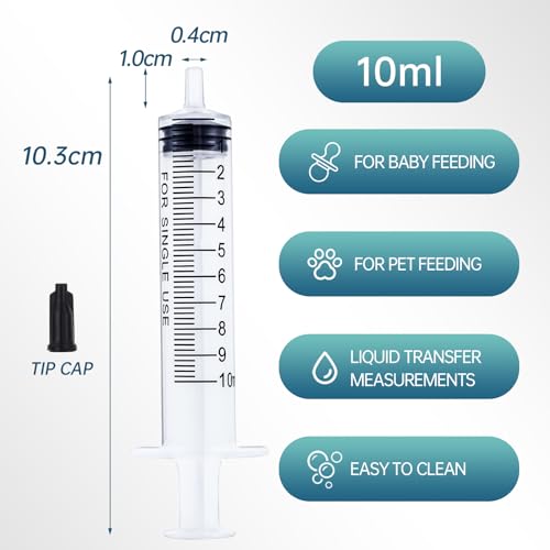 40 Pack 10ml Plastic Syringe for Scientific Labs, Dispensing, Measuring, Watering, Refilling, Multiple Uses - size: 10ml-40Pack
