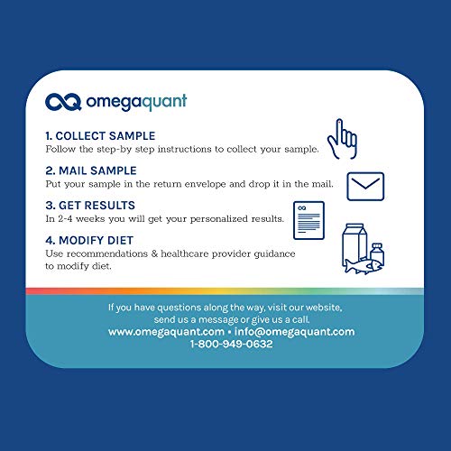 Omega Quant Omega-3 Index Plus Test Kit - Measures Blood Levels of Omega-3, Trans Fats, and Omega-6:Omega-3 Ratios | The Original Omega-3 Blood Test Home Kit | Measures Omega-3 Index, Trans Fat Index, Omega-6 to Omega-3 Ratio and AA:EPA Ratio, One Drop Sa