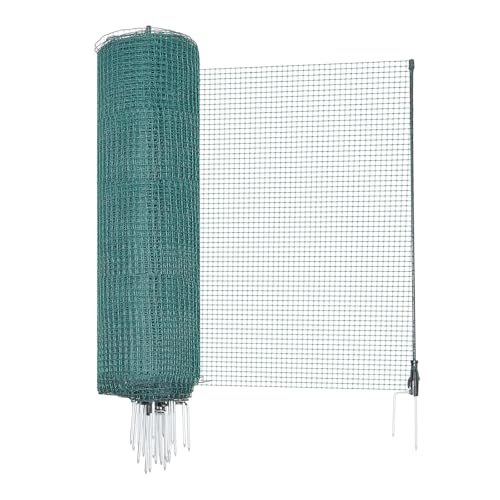 VEVOR Temporary Fence with Posts, 3 x 164 FT Plastic Mesh Fencing, Garden Safety Fences Netting with Double-Spike Stakes & Guy Ropes, Temporary Fence for Dogs, Chickens, Plants, Outdoor Yards - size: 36in*164ft