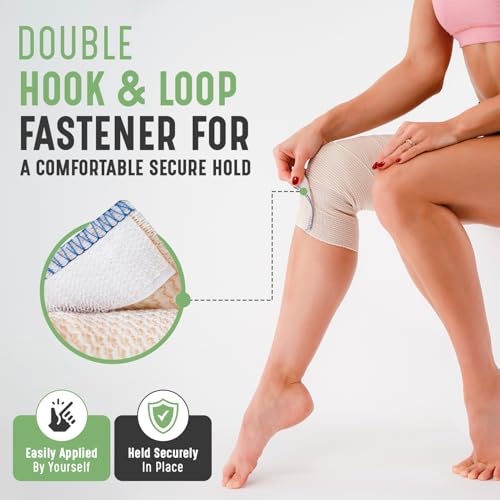 Premium Elastic Bandage Wrap (4" 2 Pack) - Hook & Loop Fasteners at Both Ends - Latex Free Hypoallergenic Compression Roll - Reusable Bandages for Waist, Legs, Elbow & Knee Wrap - size: 2 Pack