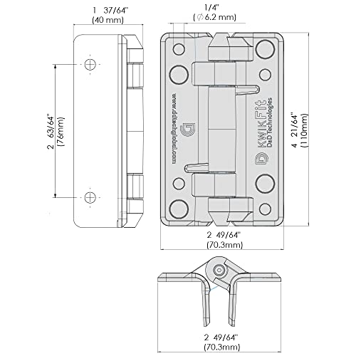 D&D KF3PPS KwikFit Gate Hinge, Non Self-Closing, Square Gates, Black, 2 pcs | General purpose non self-closing gate latch. Weather-resistant. For square gate & fence post. Easy to install.