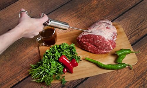 Heavy Duty Stainless Steel Meat Injector Kit – 2 oz Marinade Syringe with 3 Professional Needles for Turkey, Brisket, Chicken, Pork & BBQ – Dishwasher Safe Food Injector