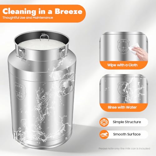 DYNAMI 20Gal 304 Stainless Steel Milk Bucket with Faucet,Thickened 304 Stainless Steel Milk Can w/Sealing Lid, Large Liquid Container Storage,for Milk,Wine, Oil Storage Transport (76L/20Gal,w/Faucet) - size: 76L/20Gal