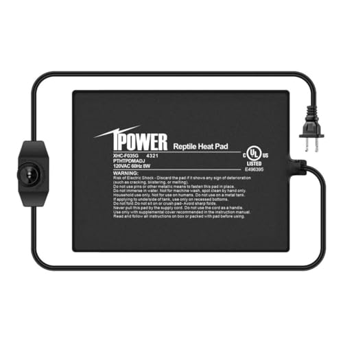 iPower 6 by 8 Inch Reptile Heating Pad with Temperature Adjustable Controller Knob, Under Tank Warmer Terrarium Heat Mat for Reptiles and Amphibians - size: 6 X 8 Inch, style: Heat Pad with Adjust Knob