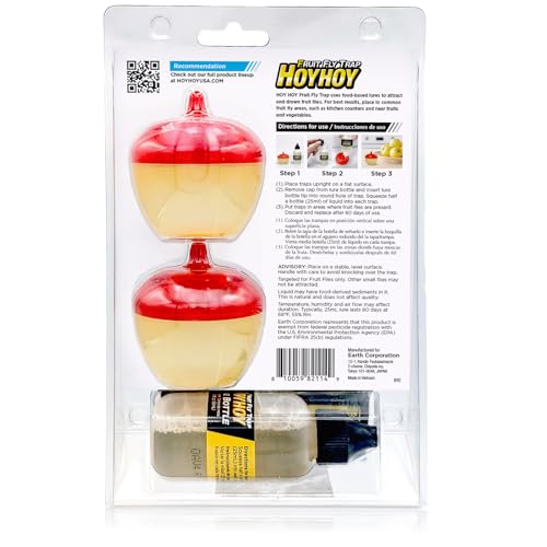 HOY HOY Fruit Fly Trap – 2 Traps (1 Pack) – Attracts & Traps Fruit Flies, Up to 120-Day Supply, Food-Based Lure, Indoor Use for Kitchen, Sink & Trash Areas