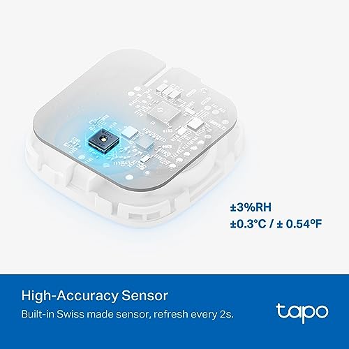 Tapo Smart Temperature and Humidity Sensor, Requires Tapo Hub, T310 | White, High-Accuracy Swiss-Made Sensor, Real-Time Notifications, Free Data Storage, Long-Lasting Performance