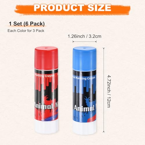 M METERXITY 6-Pack Livestock Marker, 11.6 Cm/4.6 Inches Large Animal Crayons for Pig/Cattle/Cow/Sheep Supplies, Farming Livestock Marking Crayons [Red/Blue] - color: Red/Blue