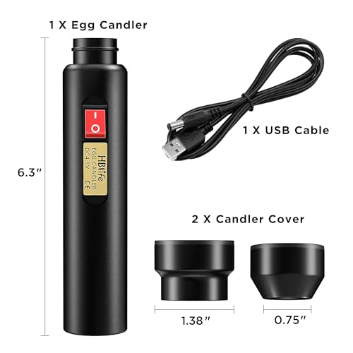 HBlife Egg Candler Wireless Rechargeable LED Bright Cool Light, Egg Candler Tester for Monitoring Eggs Development with 2 Soft Rubber