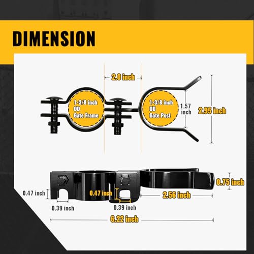 VIVIDA 1-3/8" x 1-3/8" Chain Link Fence Gate Latch, Black Fork Latch, 2 PCS | Black Chain Link Fence Parts, With Padlock Hole, Bolts & Nuts Included - size: 1-3/8" x 1-3/8" (2 PCS)