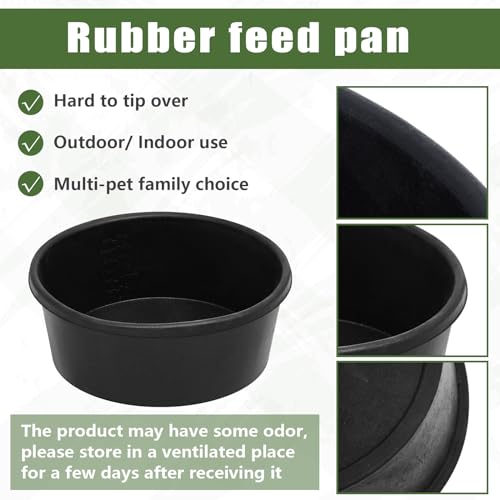 Sadnyy Rubber Feeder Pan, Rubber Feed Pan Utility Horse Feed Bucket Dog Bowl Horse Feeder for Cats Dogs Goats Chicken Dust Bath Container Animal Feeding (4 Quart/ 1 Gallon,4 Pcs) - size: 4 Quart/ 1 Gallon