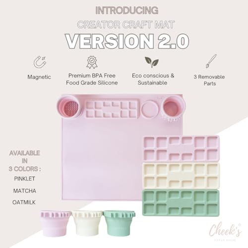 V2.0 Art Creator Silicone Craft Mat for Kids 15"x17" – Non-Stick, Waterproof & Easy to Clean, Collapsible Cleaning Brush, Removable Palette & Cups for Painting, Resin, Crafts, Clay & Playdough