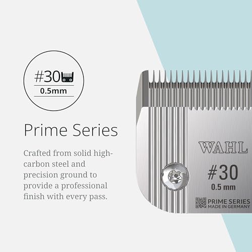Wahl Pro Animal Prime Series Blades - Professional Fine Tooth Pet Clipper for Horse, Cat & Dog Grooming - Made from High-Carbon Steel - #30, 0.5mm | Solid High-Carbon Steel, Quick-Change System for Dog, Cat, and Horse Grooming - size: #30