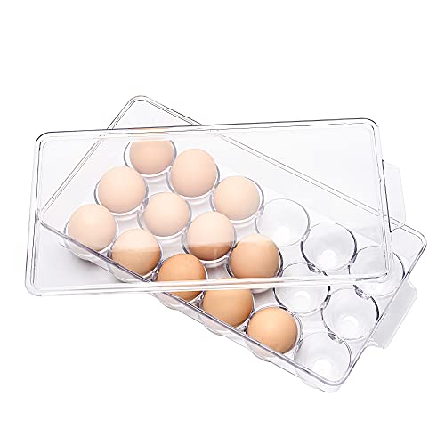 18 Eggs Holder for Refrigerator, Clear Egg Container for Fridge, Kitchen - size: 18 Eggs