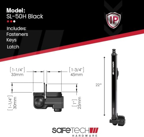 Safetech Hardware Magnetic Top Pull Gate Latch | Key Lockable Vertical Pull Gate Lock | Pool & Child Safety Gate Hardware | Kid & Pet Protection | Any Sqaure Post | SL-50H - 22” H Black - color: Black, size: 22" Magnetic Lock