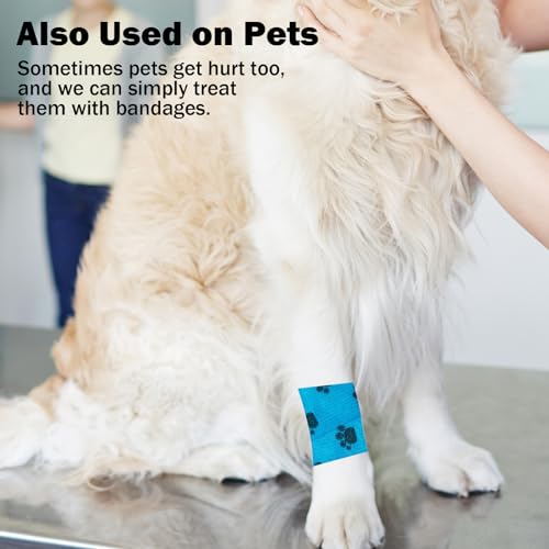 Bandages First Aid Tape Cohesive Bandage First Aid Bandages Cohesive Wrap Adhesive Bandage Self Adherent Cohesive Wrap Bandages Colorful Bandages (Blue Footprint, 2-Inch) - color: Blue Footprint, size: 2-Inch