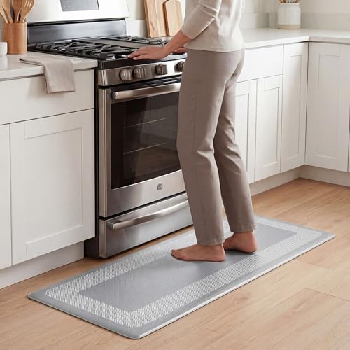 Chef Gear Hettie Anti Fatigue Cushioned Kitchen Mat 18"x60" Grey - color: Grey, size: 60"L x 18"W x 0.3"Th