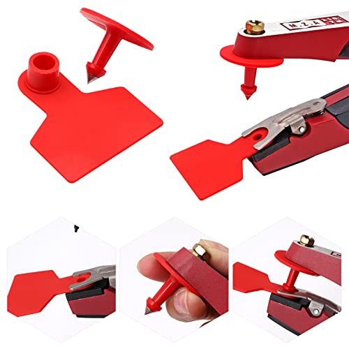 Blank Ear Tags 100 Pieces Livestock Ear Tags Blank Livestock Identification Cards for Cattle Cow Pig Goat Sheep Dog (red) - color: Red