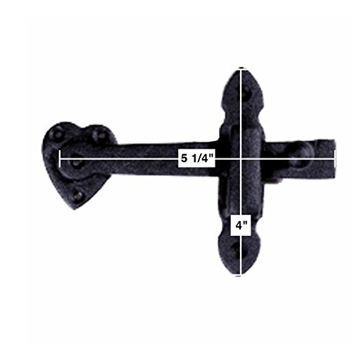 Renovators Supply Manufacturing Black Wrought Iron Heart Style Flip Gate Latch 4 in Barn Door Fence Lock Pack of 6 - color: 4-inch Heart, size: Pack of 6