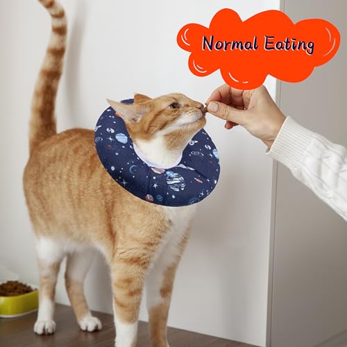 Seyezo Cat Cone Collar Soft, Adjustable Cat Recovery Cone, Planet, S | Stop Licking, Donut Design, Elizabethan Cone for Kittens, Protective Cone Alternative, Cone of Shame - color: Planet, size: Small