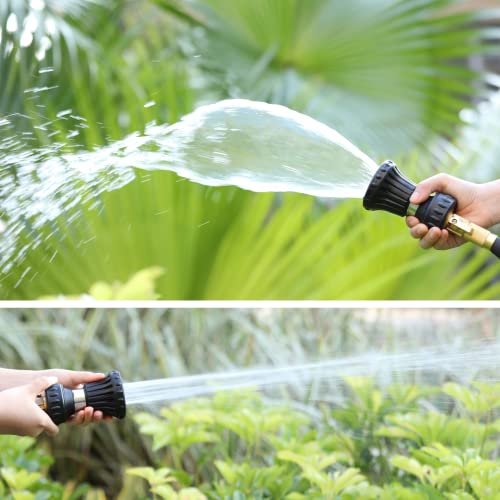 HOSUN Fire Hose Nozzle for Garden Hose, Heavy Duty Fireman Style Garden Hose Nozzles, Leak Proof & Adjustable Water Nozzle High Pressure, Best for Watering Plant & Lawn, Washing Car & Pet (Black) - color: Black