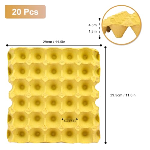 20 Flats 30-Cell Egg Crate, Holds 30 Eggs | Cardboard Egg Cartons, Sturdy and Stackable Egg Flats, Perfect Egg Crates for Fresh Eggs, Chicken Farm - size: 20 Pack yellow