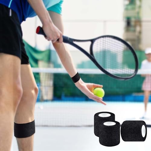 40 Rolls Self Adhesive Bandage Wrap Bulk Breathable Athletic Tape Elastic Cohesive Bandage Adhesive Wrap Roll for Sports Wrist Ankle, 2 Inch x 5 Yard (Black Colors) - color: Black