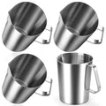 Copkim 4 Pcs Stainless Steel Measuring Cup with Handle and Pour Lip 50.7 oz/1500 ml 304 Steel Milk Frothing Jug 6 Cup Metal Pitcher for Coffee Shop Bakery Commercial Home Latte Art Baking Frothing - size: 50.7 Oz, 1500 Ml, 6.25 Cup
