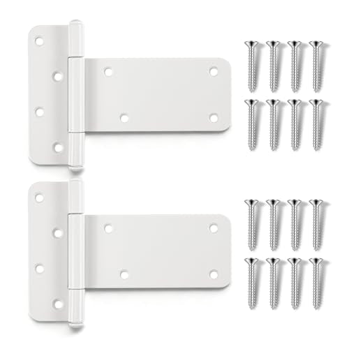 2 Pack 5" Door Hinges,260 Lbs Capacity Heavy Duty Gate Hinges | Matte white T-Strap Shed Gate Hinges Barn Door, Shed Doors, rust-resistant,durable (5 inch - 2 Pack)-Patent Pending - size: 5 inch - 2 Pack