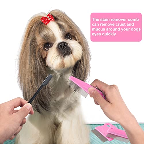 5 Pieces Dog Eye Combs Tear Stain Remover Combs Pet Grooming Comb for Small Dogs Gently Removing Eye Mucus and Crust (Pink, Black) - color: Pink, Black