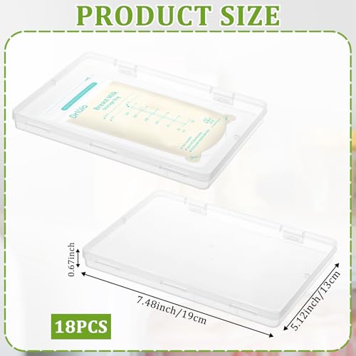 18 Pcs Clear Flat Breast Milk Freezer Storage Organizer Space Saving Breastmilk Storage Breastmilk Freezer Tray Breastfeeding Bag Organization, 7.48 x 5.11 x 0.67 in