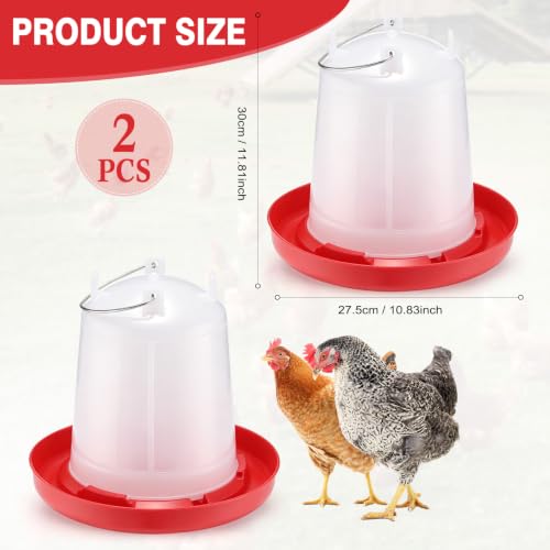 Pickmesh 2 Pcs 2 Gallon Plastic Chicken Waterer for Ducks, Easy Fill | Large Plastic Chicken Waterer, Plastic Poultry Drinker, Automatic Chicken Water Feeder, Duck Baby Chicks Outdoor Farm Rabbit