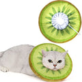 ANWA Adjustable Cat Cone Collar Soft, Cute Cat Donut Collar After Surgery, Kitten Recovery Cones to Stop Licking - color: Kiwifruit, size: Small