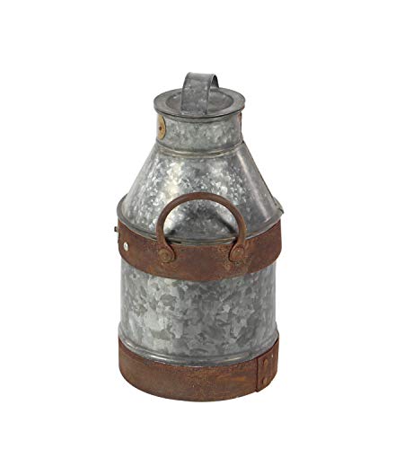 Deco 79 Metal Galvanized Milk Can, 13 by 7-Inch