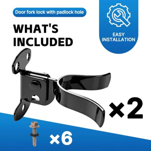 2 Pcs 1-3/8" Flat Back Wall Mount Chain Link Gate Latch, Gate Latches for Metal Gates, Suitable for Wooden Door Frames or Walls, Black ﻿ - color: 2 Pcs Black
