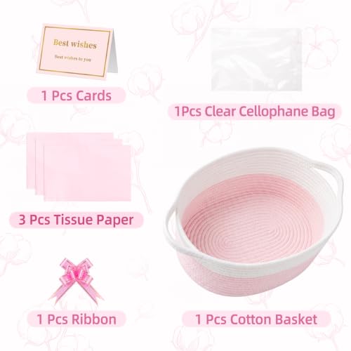 Yeezube Woven Basket Gift Basket Storage Baskets with Gift Bag Card Ribbon Tissue Paper for Wedding Gifts Empty Graduation Gifts Stuffers Baby Shower