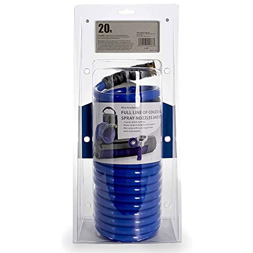 Camco 20' Self Coiling Water Hose with Brass Fittings and 1.5" ID for Marine Use, Cleaning, Car Washing and Gardening, Blue - style: 20' Coiled Water Hose