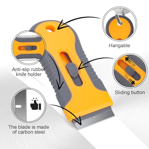 Razor Blade Scraper Tool with 15pcs Extra Blades, Multi-Surface Glass Stove Top Scraper for Paint, Window, Old Label, Decal Sticker, Ceramic Cooktops, Ovens - color: Small Razor Blade Scraper
