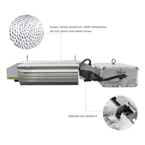 Grow Light System Kits with Controller Port | 1000 Watt DE Double Ended HID ,Open Style Reflector with 220V Digital Dimmable Ballast - Bulb Not Included