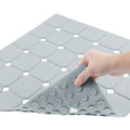Shower Mat Non Slip 21"x21" Silicone Foldable Bath Mat with Suction Cups & Drain Holes, Odorless, Eco-Friendly & Durable, Machine Washable Shower Stall Mat for Adults, Seniors Grey - color: Grey