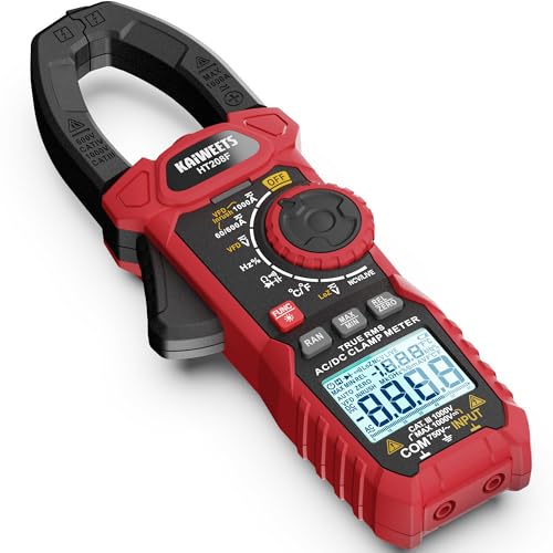 KAIWEETS Inrush Digital Clamp Meter 1000A with Backlit; Multimeter TRMS 6000 Counts, Amp Voltage Tester with VFD, LOZ Mode; Measures AC/DC Current Voltage Temperature Resistance NCV - Upgraded Screen - size: HT208F