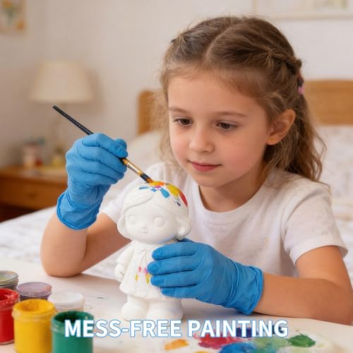 XXS Kids Nitrile Gloves, Latex & Powder Free, 4 Mil, 50 Pairs | XXS Fits Ages 3-8, Food-Grade Material, Waterproof, Textured Grip, Crafts, Painting, Cooking, Science, Messy Play - color: Blue
