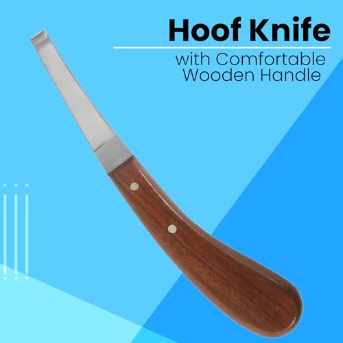 Hoof Knife with Comfortable Wooden Handle - Ergonomic Grip for Horse Farriers and Horse Hoof and Horseshoe Trimming - style: Polished Wooden Grip